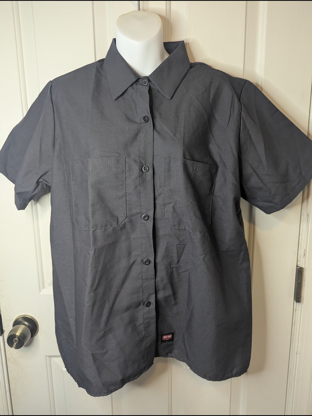 Red Kap Men's Mimix Performance Work Shirt Large Short Sleeve Charcoal Gray EUC